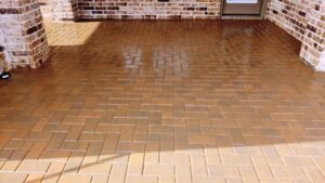 Brick patio landscaping project in Texas summer